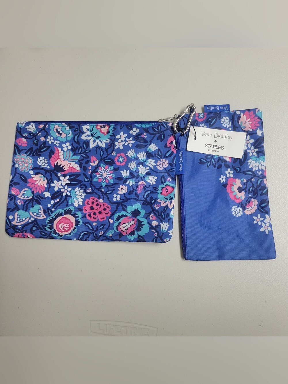 Vera Bradley + Staples NWT Carry All duo Pouch In Bloom Berry Color.